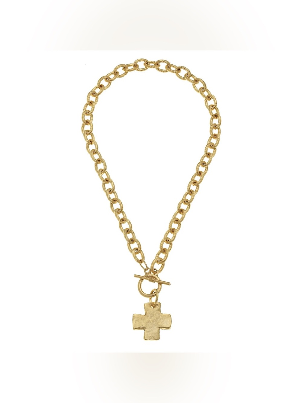 NWT SUSAN SHAW GOLD Cross Toggle Necklace